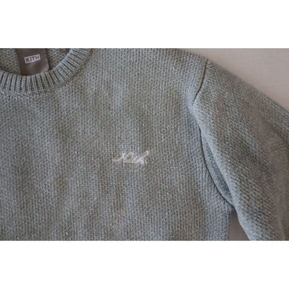 Kith Women's Sz Small Mint Green Thick Chenille Cropped Sweater - Picture 4 of 7